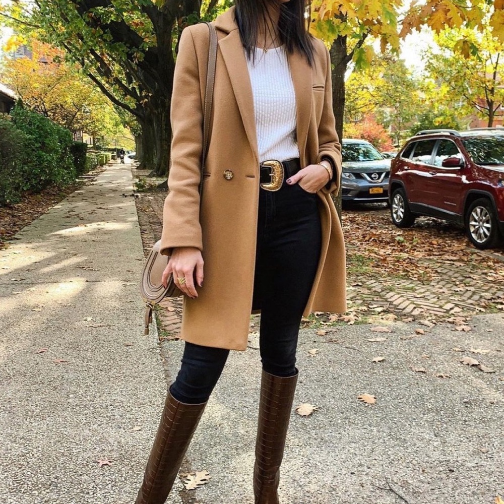 Sezane camel color coat